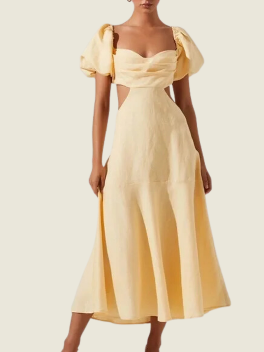 ASTR the Label Winley Puff Sleeve Cutout Midi Dress