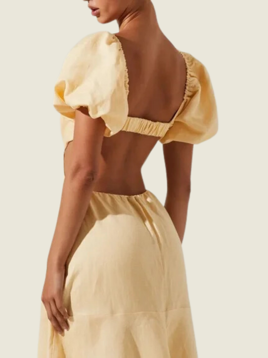 ASTR the Label Winley Puff Sleeve Cutout Midi Dress