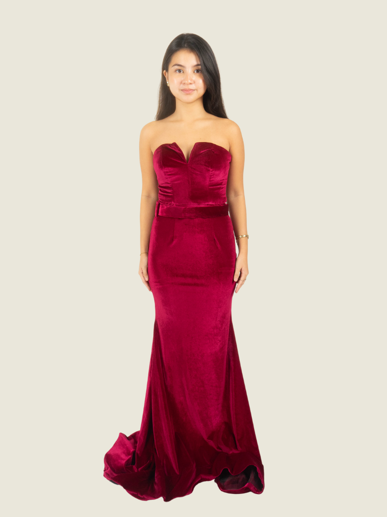 Andrea Tetangco Custom Red Velvet Gown