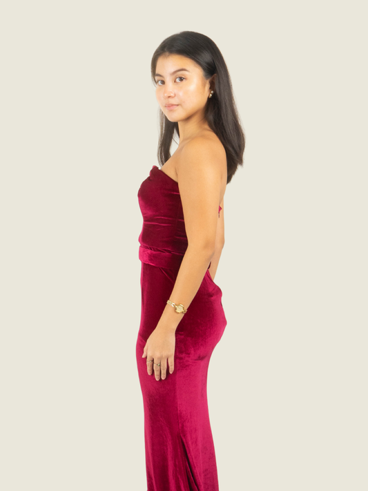 Andrea Tetangco Custom Red Velvet Gown