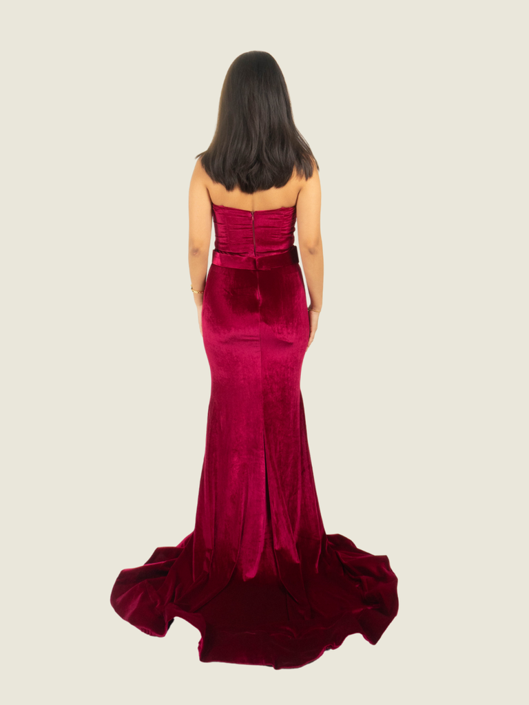 Andrea Tetangco Custom Red Velvet Gown
