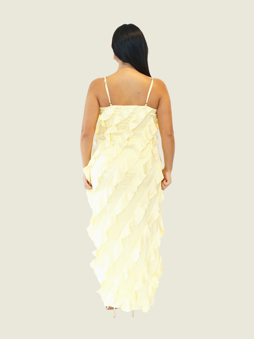 Anthropolgie Yellow Bias Cut Midi Dress