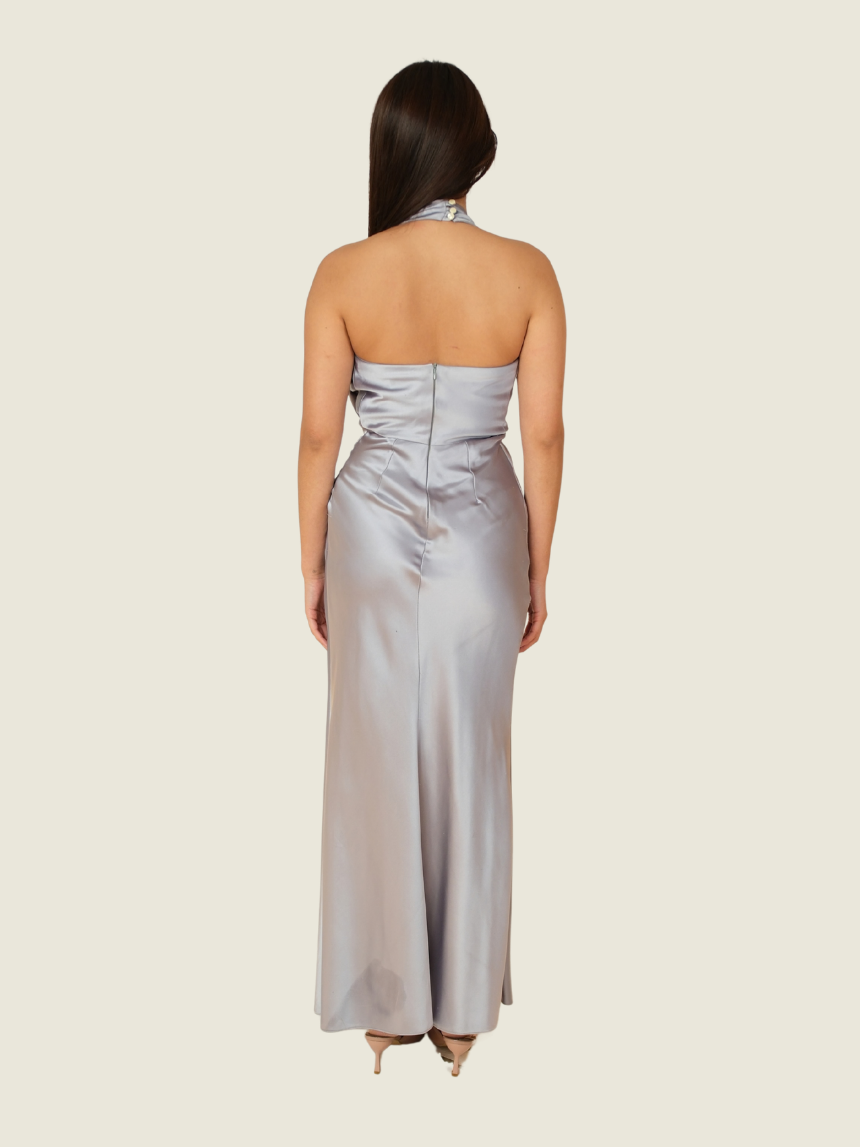 Apogee Pleated Silk Halter Dress