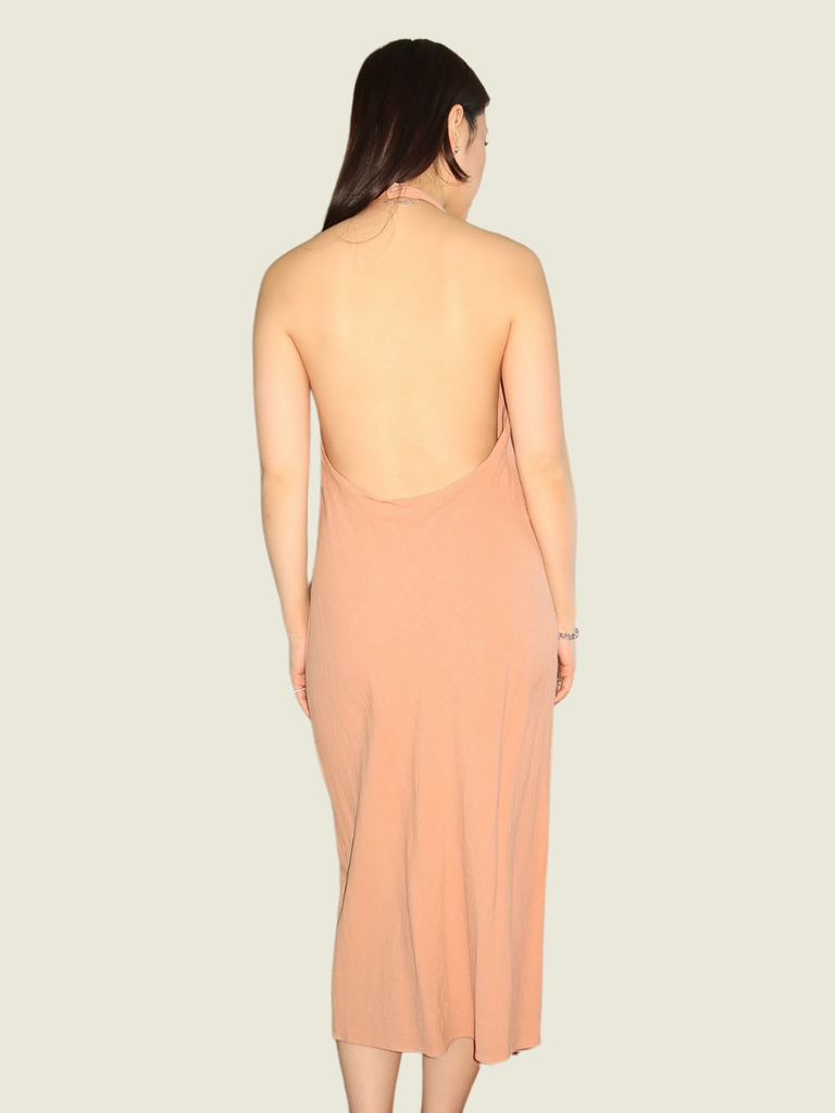 Araw the Line Dusty Pink Backless Halter Dress