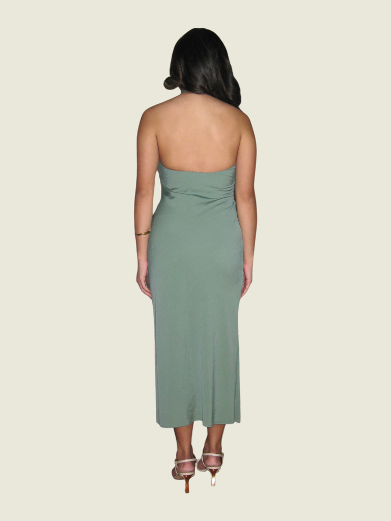 Araw the Line Green One Shoulder Maxi