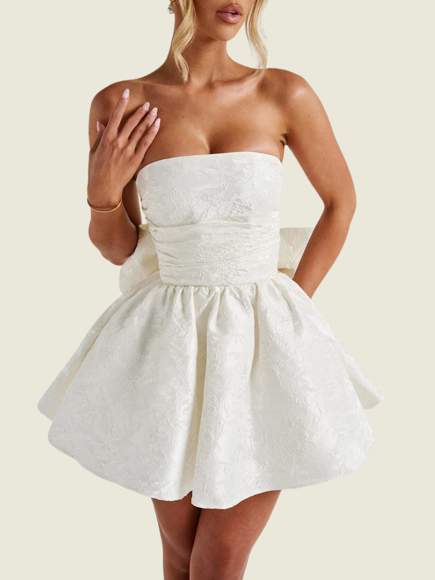 babyboo white mini dress Clarise - Ivory detachable sleeves Anna Mini Dress Labella