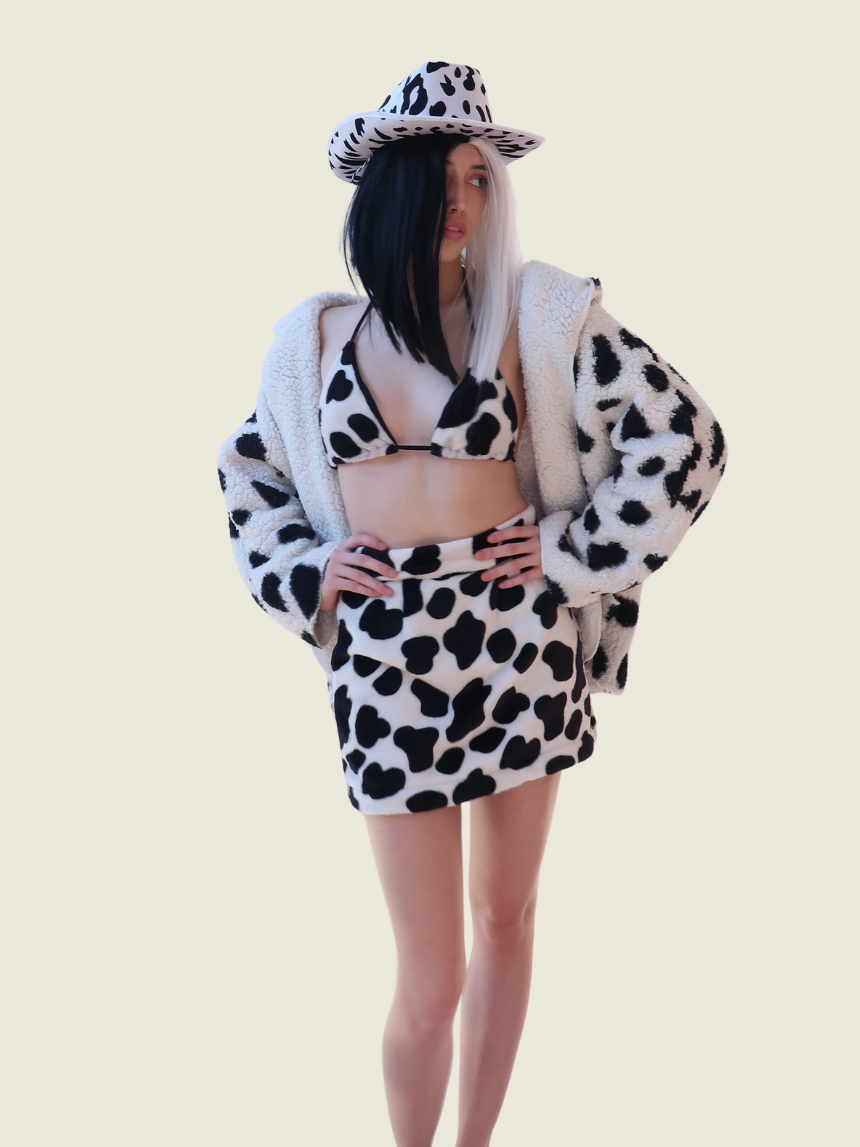 Cruella De Vil Dalmatian Coat and Skirt with Wig and Accessories