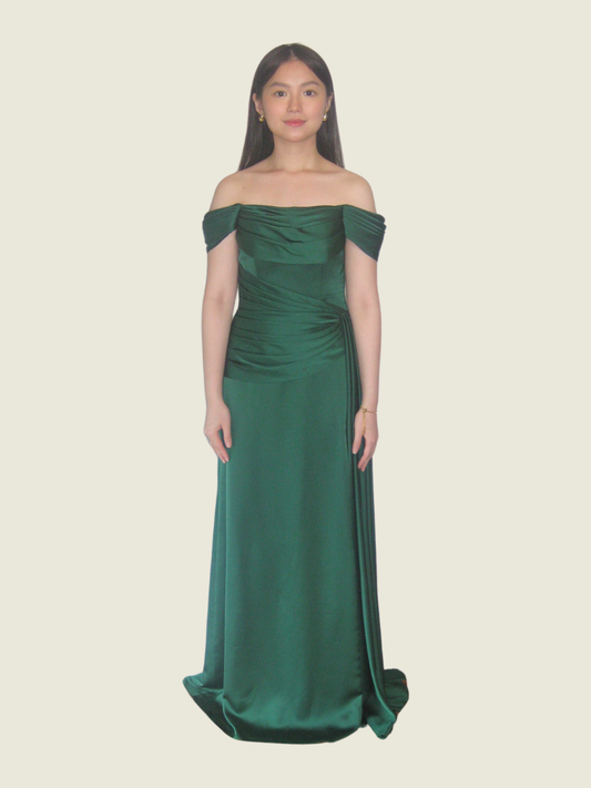 Bianca Cordero Custom Green Off Shoulder Gown