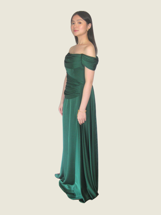 Bianca Cordero Custom Green Off Shoulder Gown