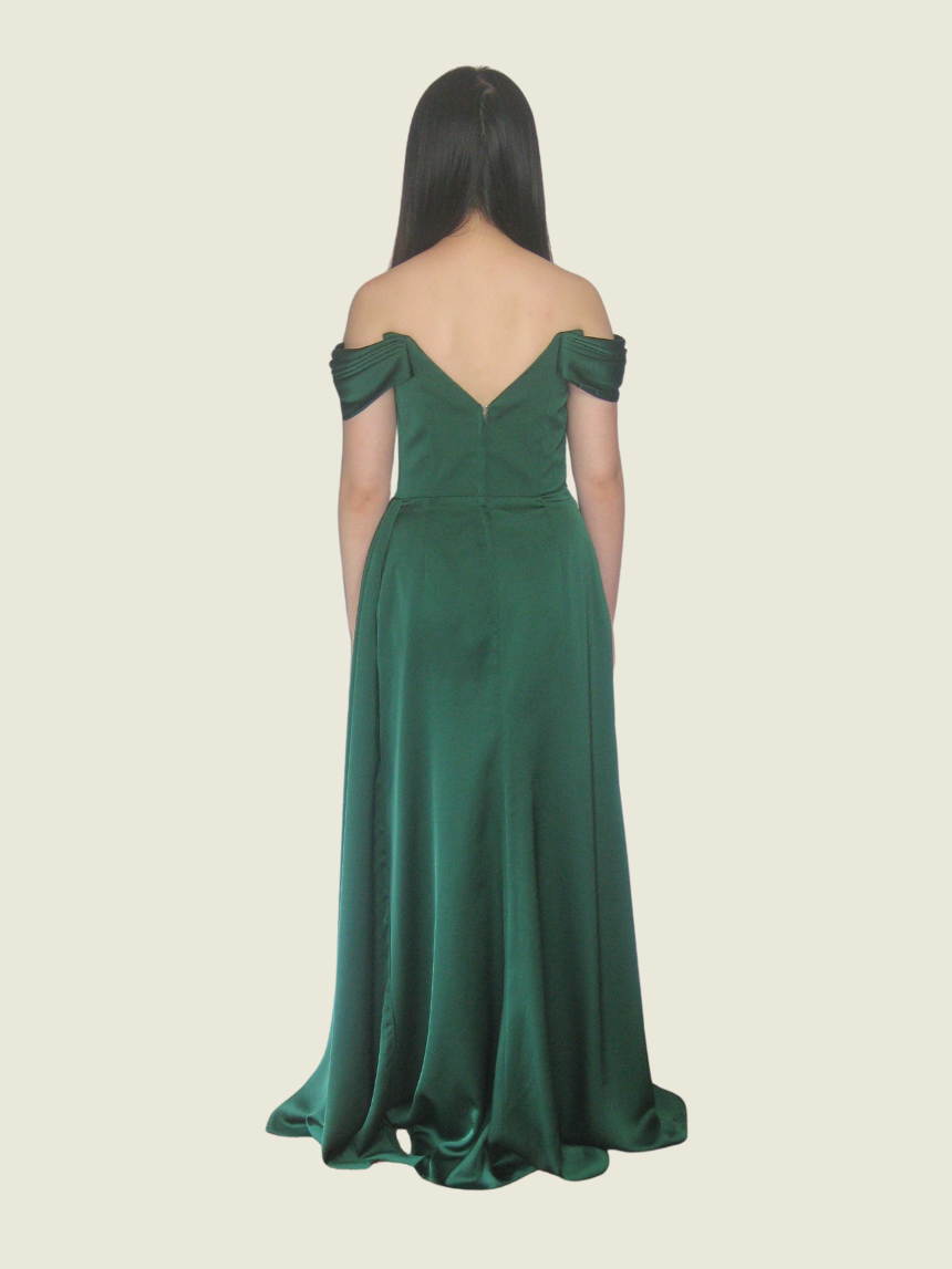Bianca Cordero Custom Green Off Shoulder Gown