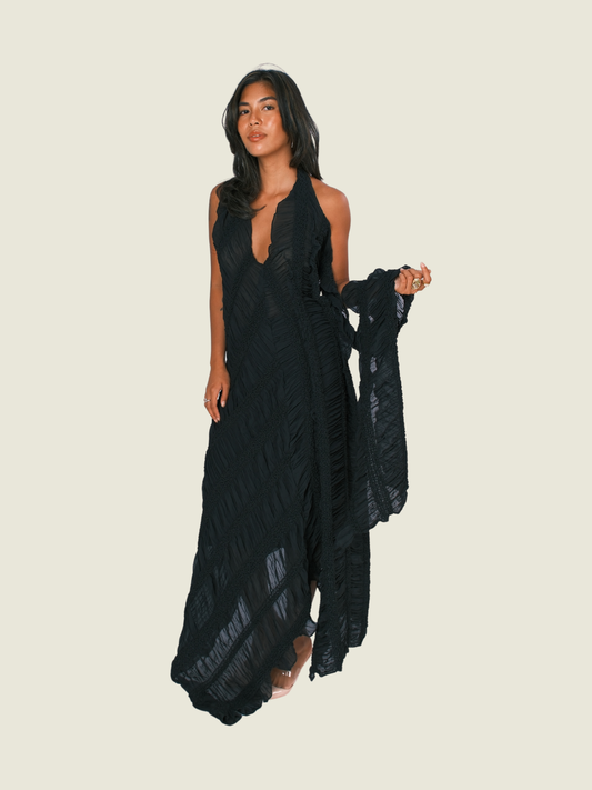 Rajo Laurel Moss Asymmetrical Midi Dress