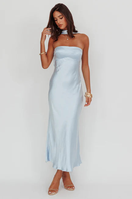 Selfie Leslie Damsel Reverse Halter Maxi Dress