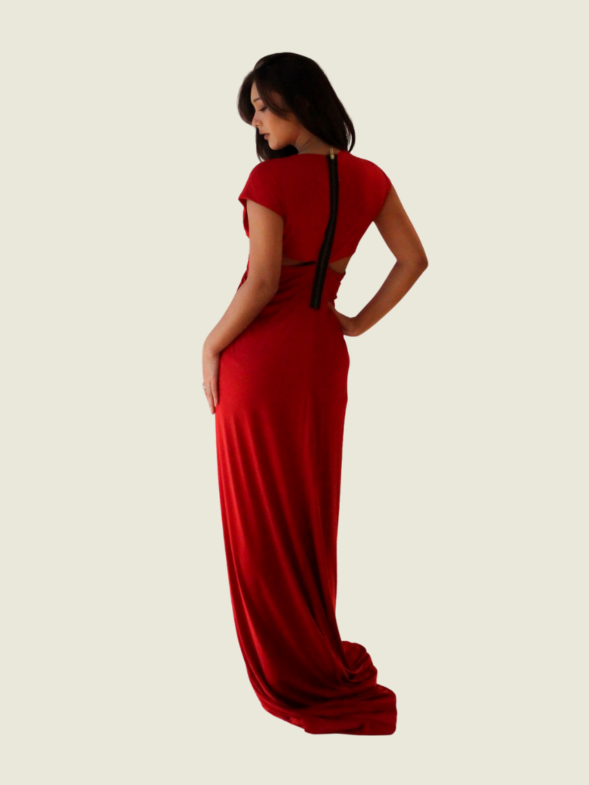 Charina Sarte Red Draped Maxi