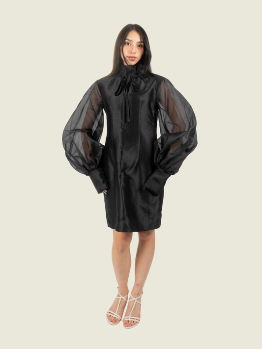 Chris Nick Black High Neck Long Sleeve Mini Dress