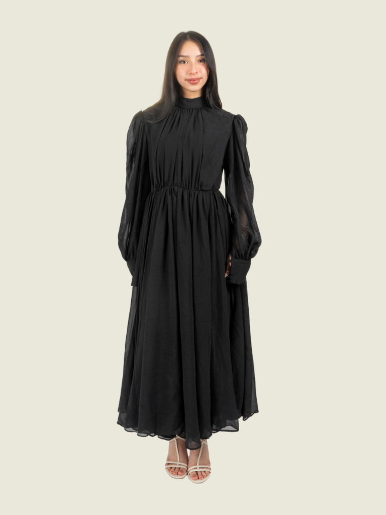 Chris Nick Black Long Sleeve Double Lined Gown