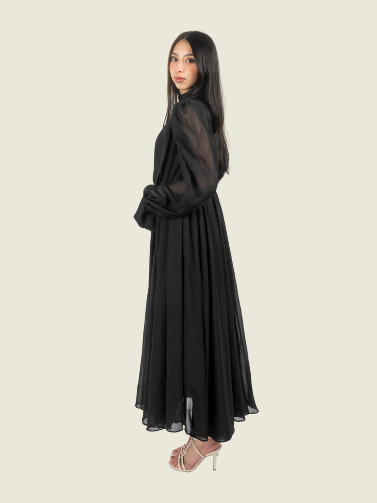 Chris Nick Black Long Sleeve Double Lined Gown