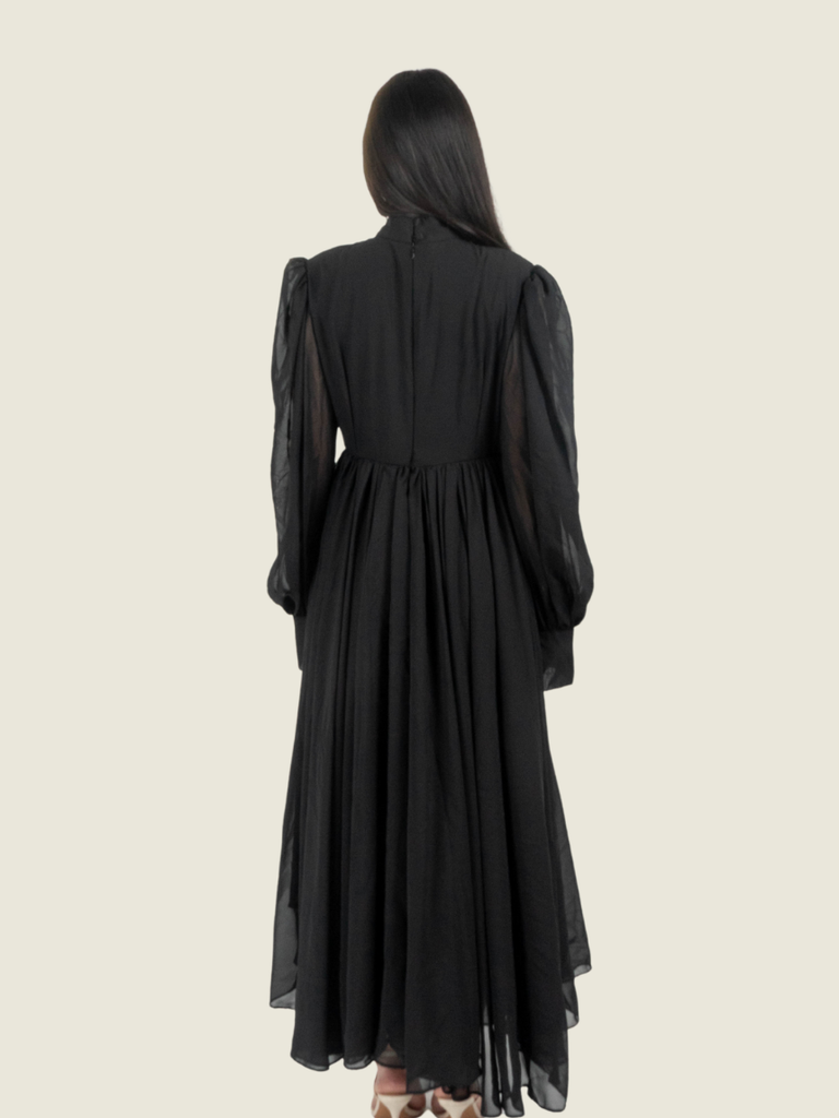 Chris Nick Black Long Sleeve Double Lined Gown