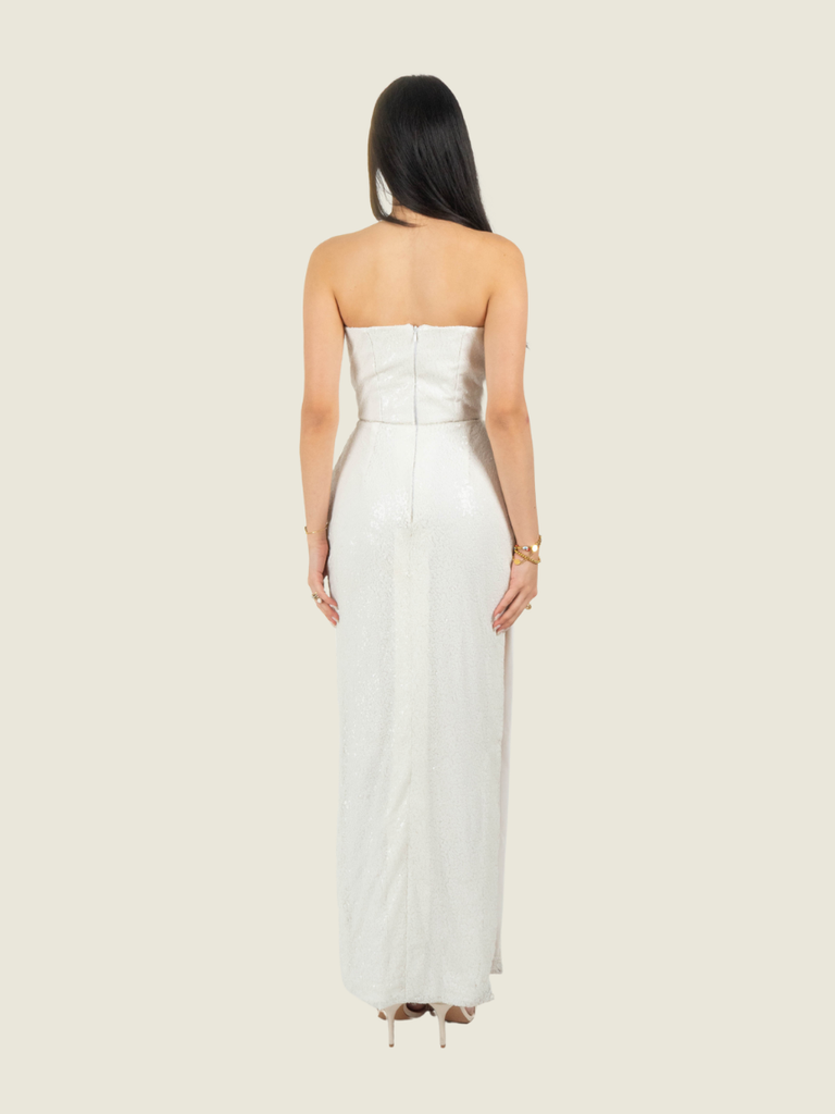 Chris Nick White Sequin Tube Gown