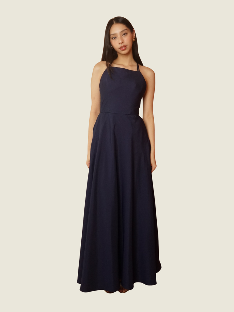 Custom Blue Halter Gown