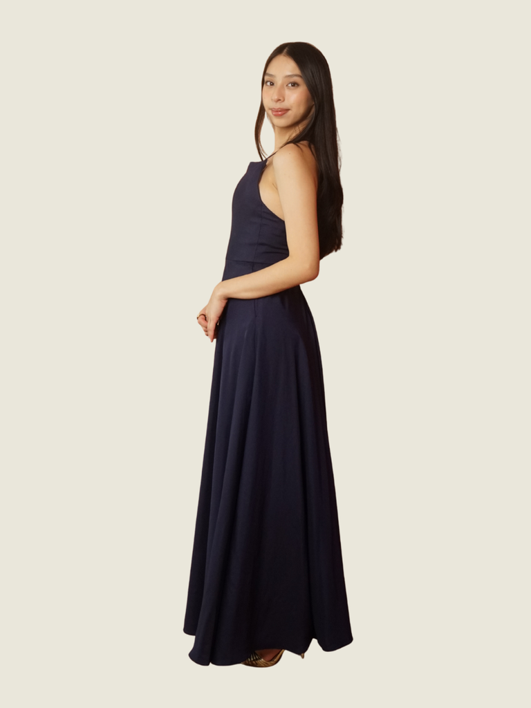 Custom Blue Halter Gown