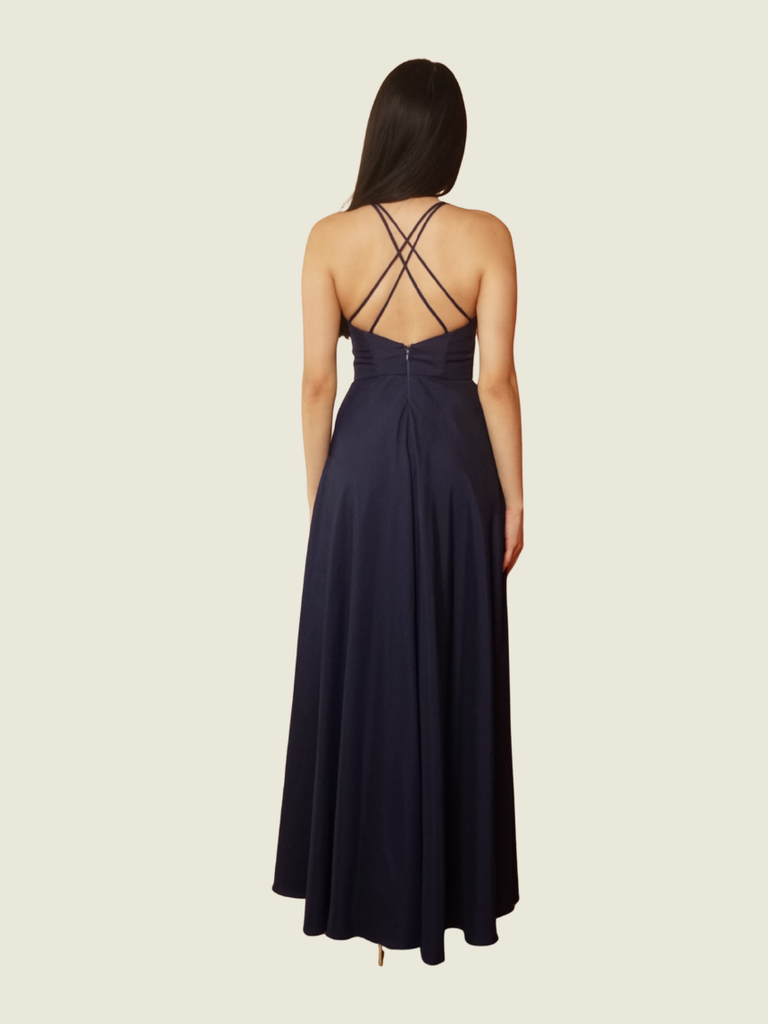 Custom Blue Halter Gown