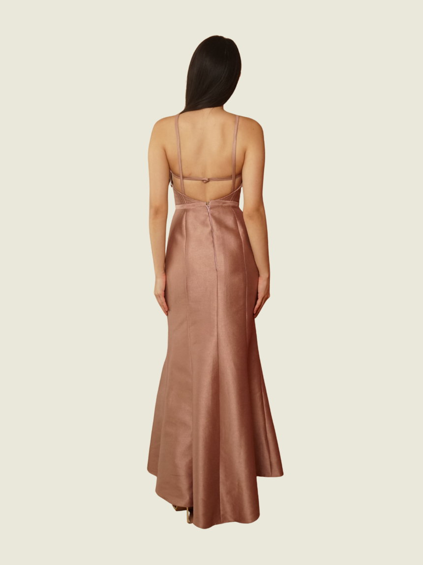 Custom Gazaar Taupe Long Gown