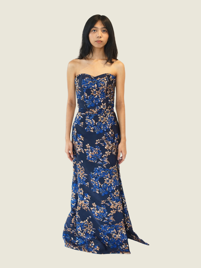 Debbie Co Blue Brocade Set
