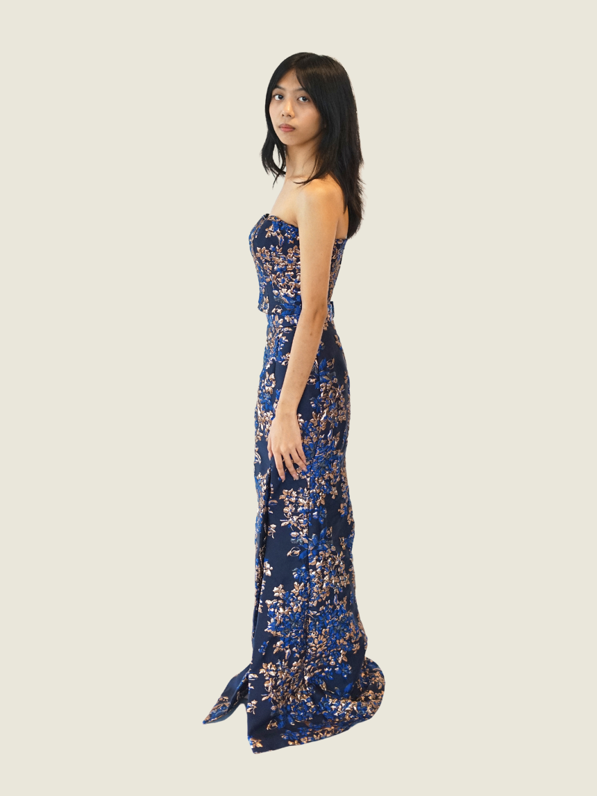 Debbie Co Blue Brocade Set