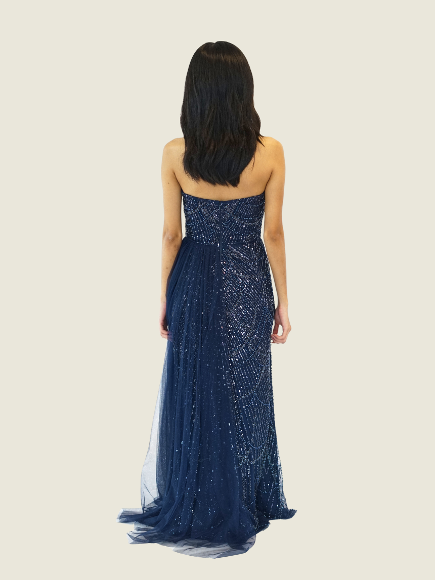Debbie Co Navy Blue Sequin Gown