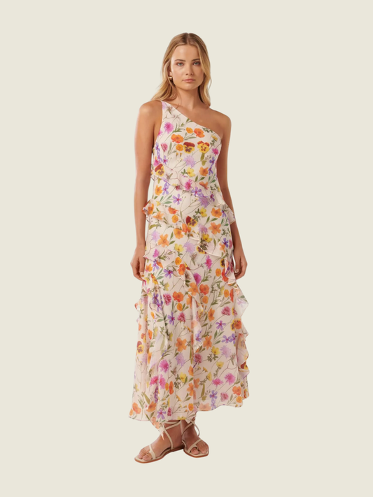 Ever New Belle One Shoulder Ruffle Gown