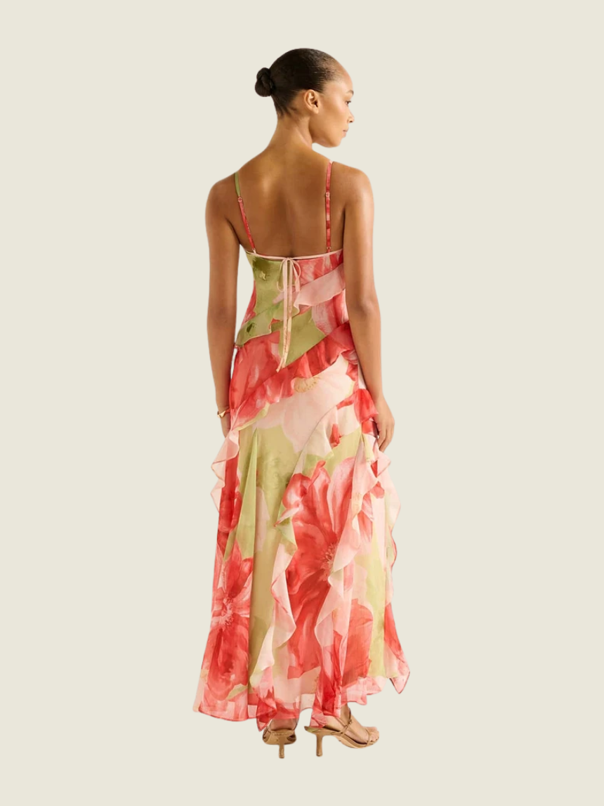 Ever New Floral Poppy Ruffle Gown (M)
