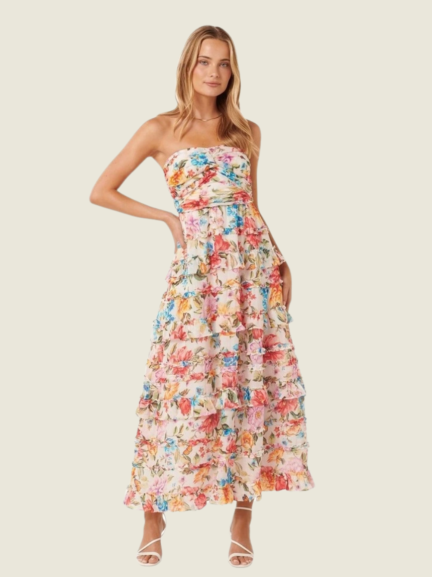 Ever New Floreto Strapless Ruffle Dress