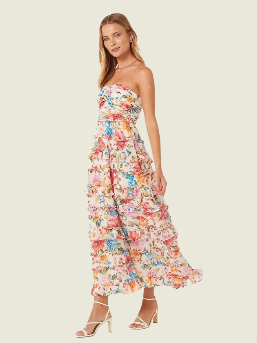 Ever New Floreto Strapless Ruffle Dress