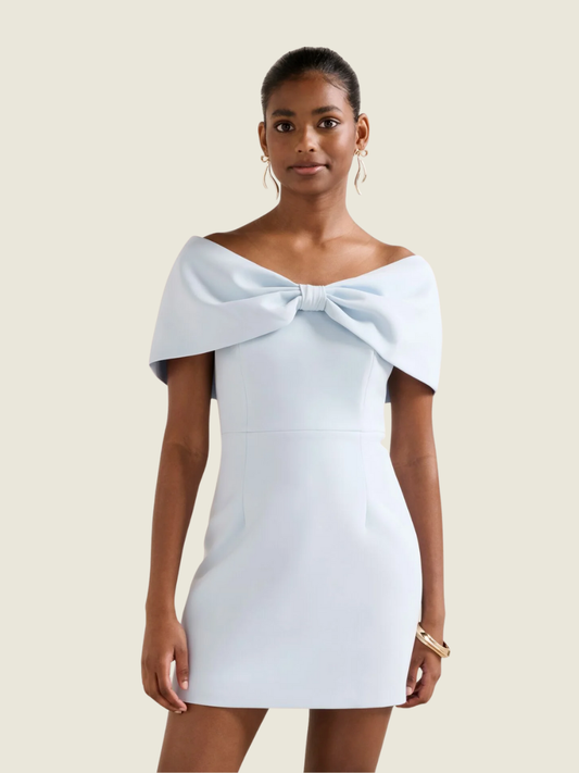 Ever New Light Blue Scottie Petite Strapless Bow Mini Dress