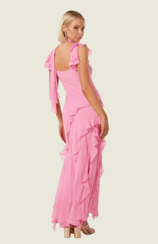 Ever New Pink Polly Ruffle Sleeve Maxi Dress (M)
