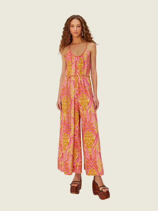 Farm Rio Pink Pineapple Tapestry Jumpsuit