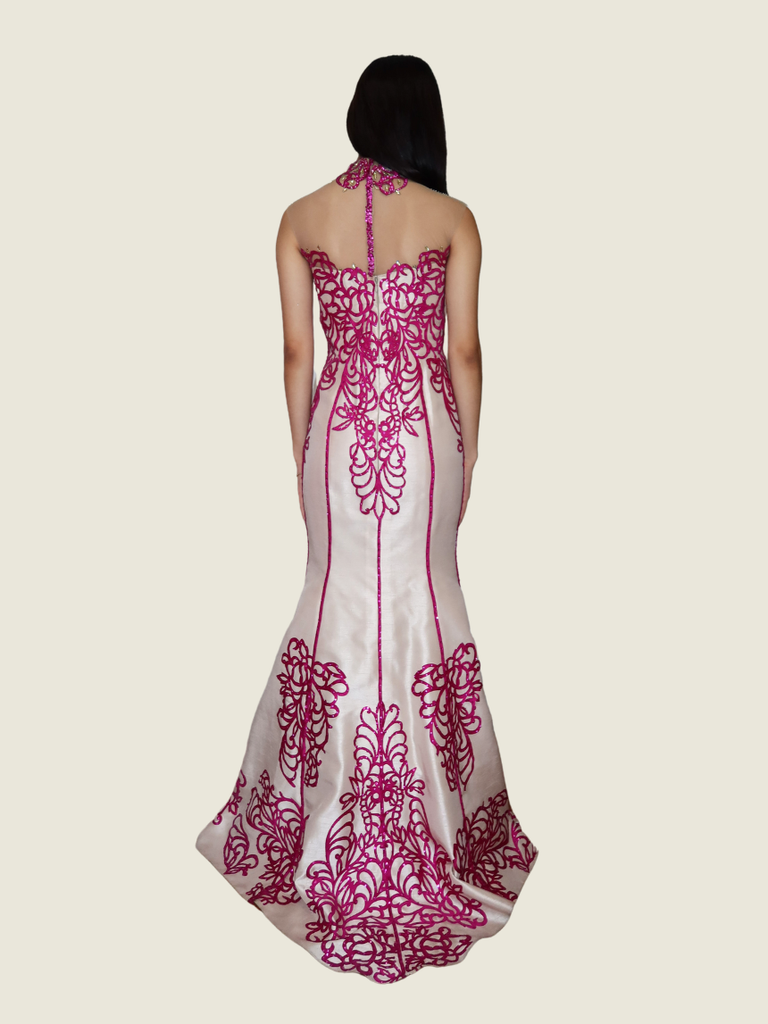 Frankie de Leon Custom Beaded Laser Cut Gown