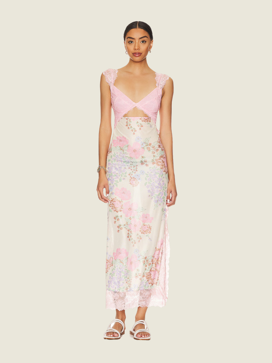 Free People x Intimately FP Suddenly Fine Maxi Slip in Daisy Combo