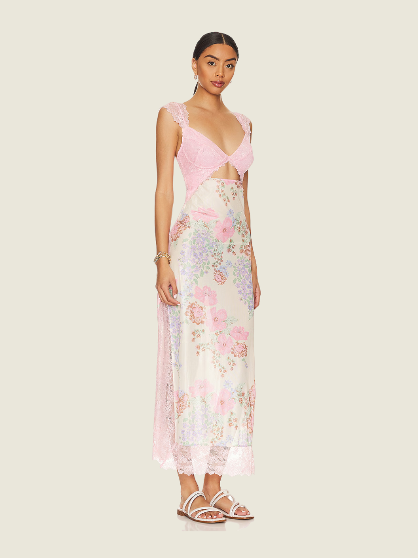 Free People x Intimately FP Suddenly Fine Maxi Slip in Daisy Combo