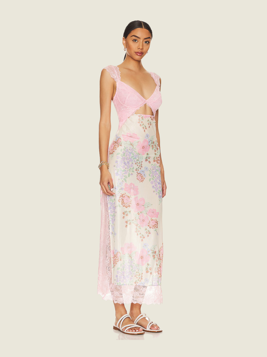 Free People x Intimately FP Suddenly Fine Maxi Slip in Daisy Combo