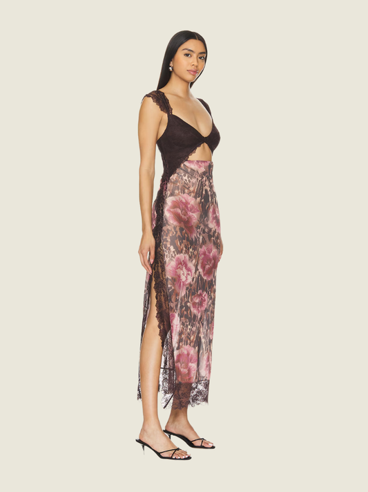 Free People x Intimately FP Suddenly Fine Maxi Slip in Shaved Chocolate Combo