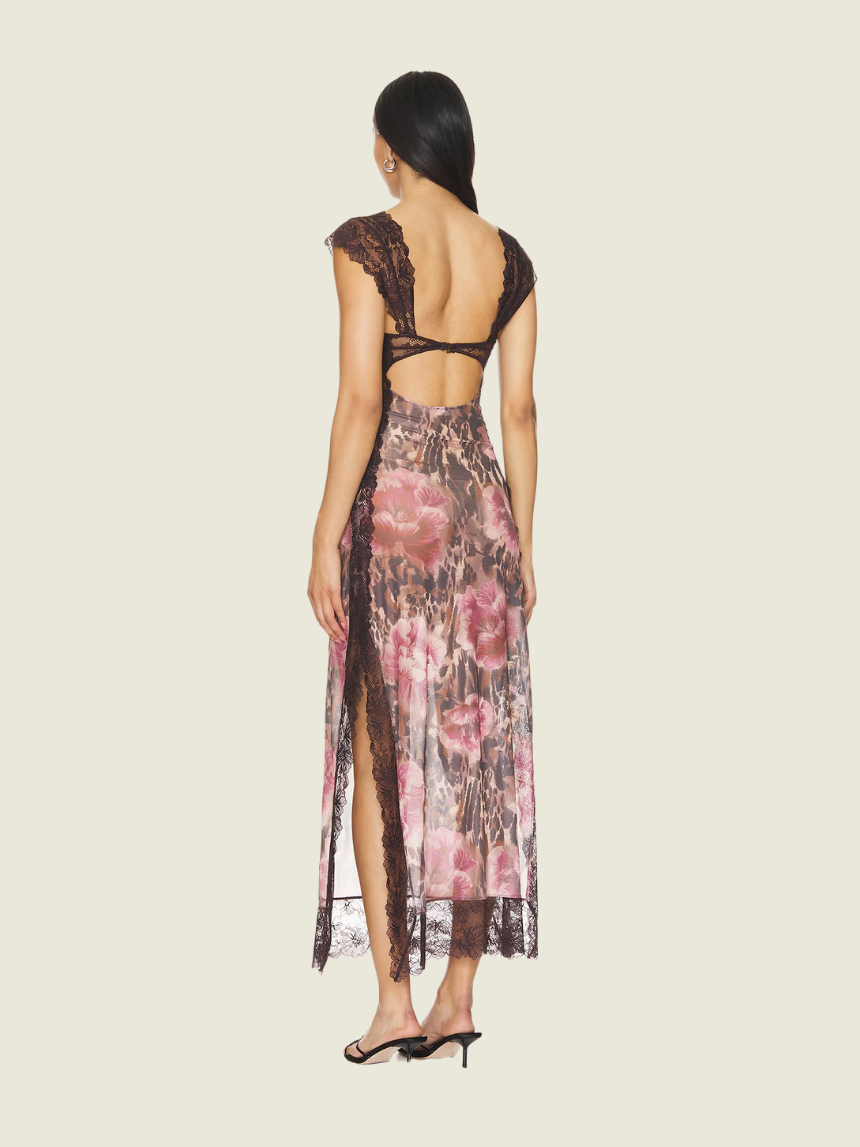 Free People x Intimately FP Suddenly Fine Maxi Slip in Shaved Chocolate Combo