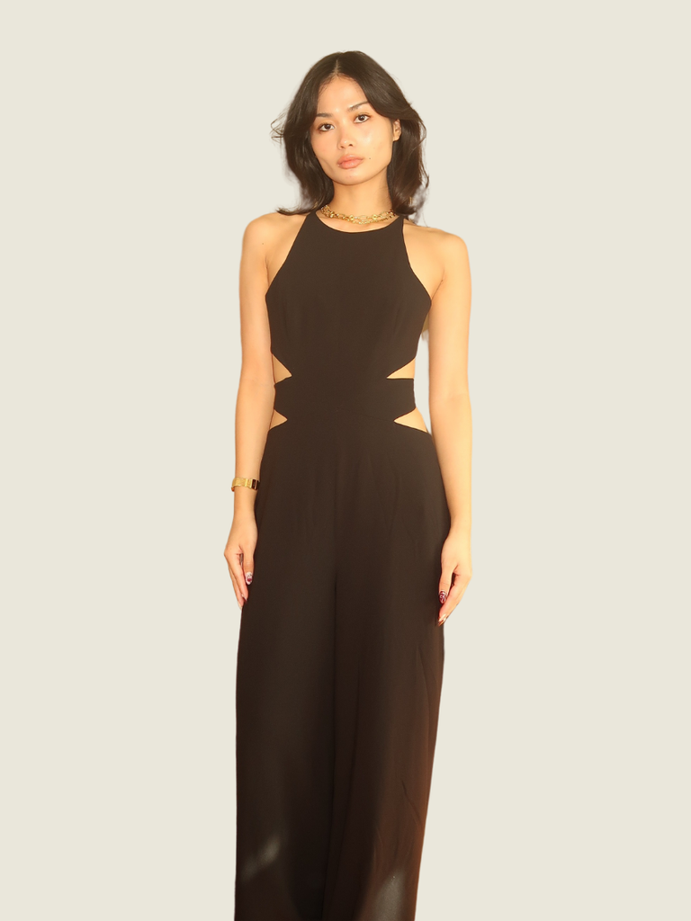 Halston Heritage Black Cut Out Jumpsuit