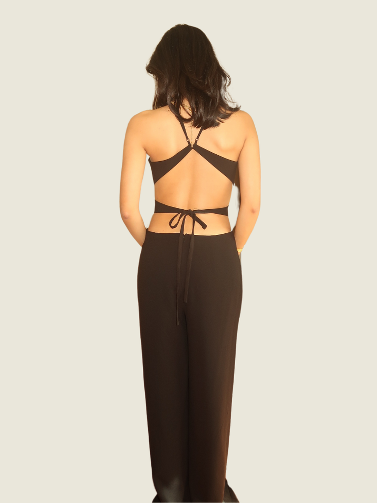 Halston Heritage Black Cut Out Jumpsuit