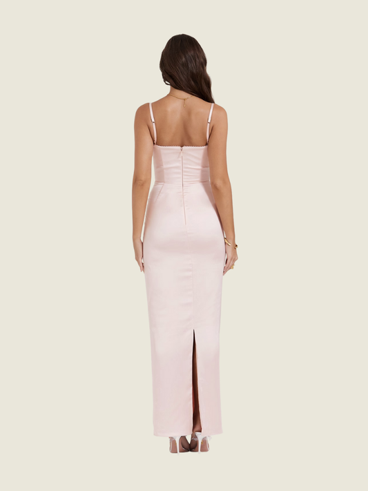 House of CB Stefiana Soft Peach Pink Corset Maxi Dress