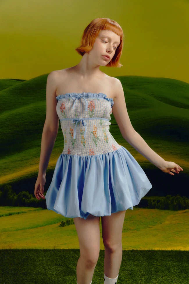 Gentlewoman Flourish Flower Field Smocked Mini Dress