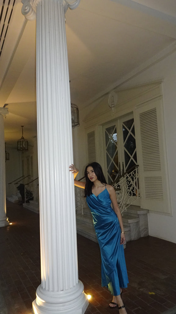 SYNE Custom Teal Silk Terno