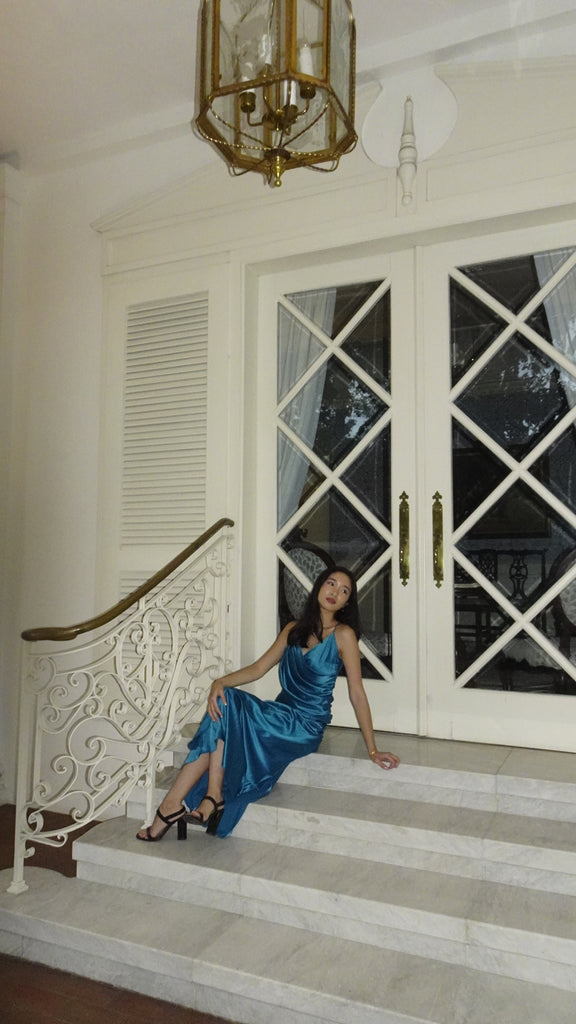 SYNE Custom Teal Silk Terno
