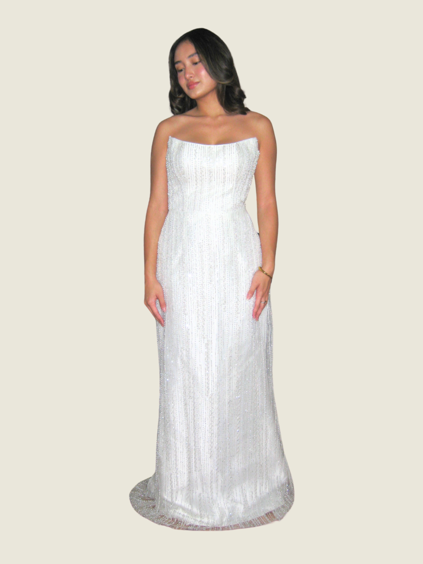 Jolaida Niccolai Custom White Sequin Gown
