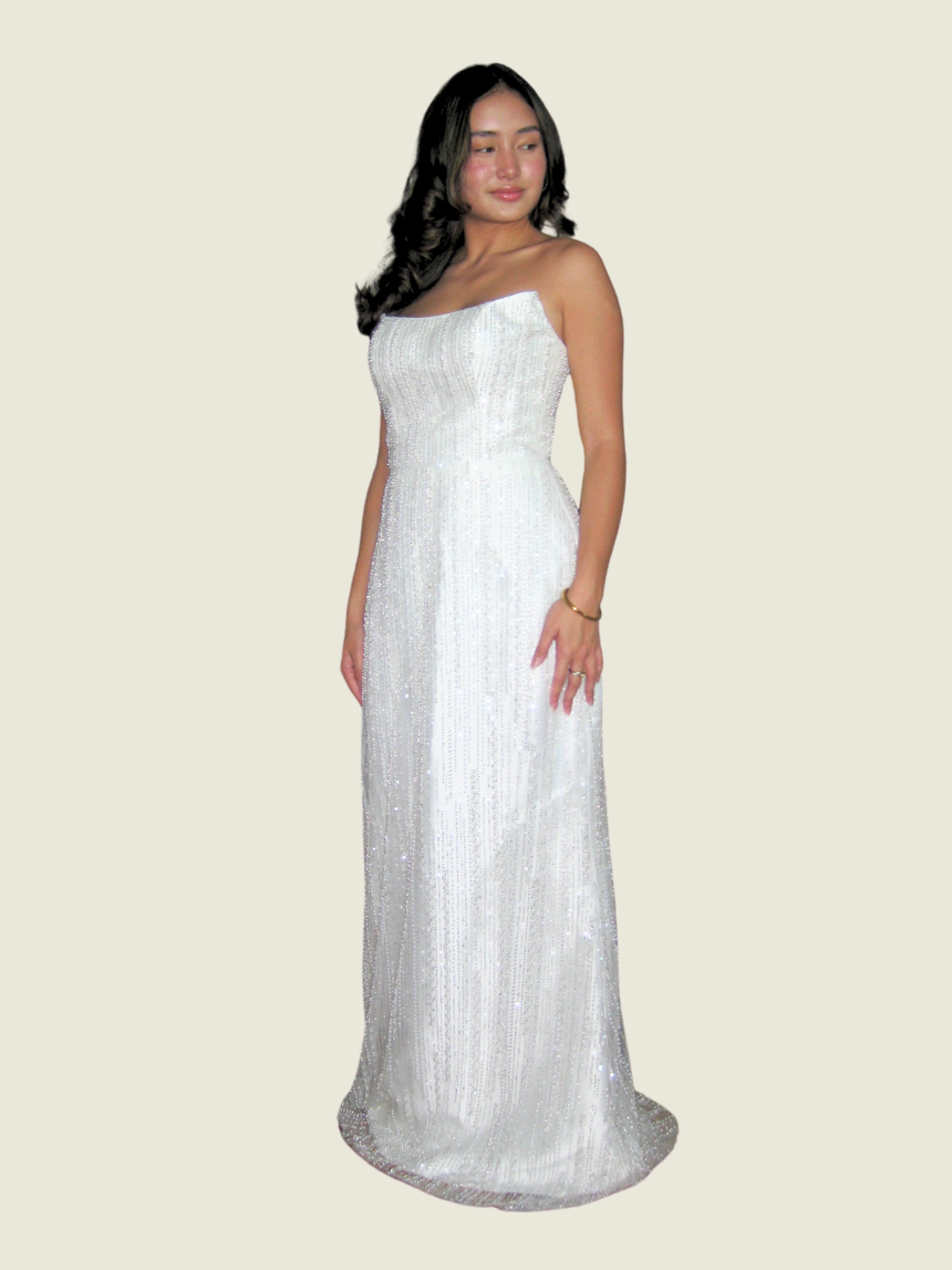 Jolaida Niccolai Custom White Sequin Gown